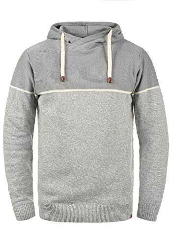Indicode Lynde Herren Strickpullover Feinstrick Pullover mit Kapuze, Größe:M, Farbe:Light Grey (901) von Indicode
