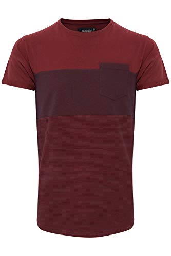 Indicode Morler Herren T-Shirt Kurzarm Shirt mit Streifen aus 100% Baumwolle mit Rundhalsausschnitt, Größe:L, Farbe:Bordeaux (201) von Indicode