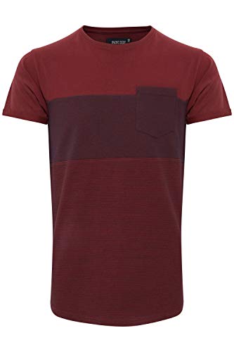 Indicode Morler Herren T-Shirt Kurzarm Shirt mit Streifen aus 100% Baumwolle mit Rundhalsausschnitt, Größe:M, Farbe:Bordeaux (201) von Indicode