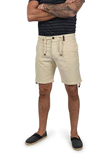 Indicode IDMoses Herren Leinenshorts Kurze Leinenhose Bermuda mit Kordel Regular Fit, Größe:3XL, Farbe:Fog (004) von Indicode