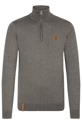 Indicode Nathen Herren Strickpullover Troyer Feinstrick Pullover Mit Stehkragen und Reißverschluss, Größe:M, Farbe:Grey Mix (914) von Indicode