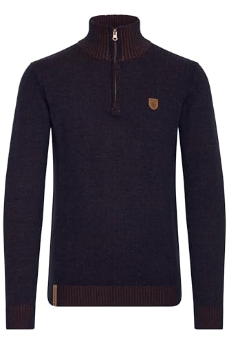 Indicode Nathen Herren Strickpullover Troyer Feinstrick Pullover Mit Stehkragen und Reißverschluss, Größe:M, Farbe:Navy (400) von Indicode