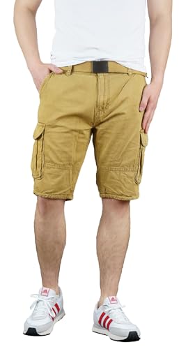 Indicode Ocean Herren Cargo Shorts Kurze Hose Short inkl. Gürtel 7 Taschen bis 3XL (as3, Alpha, m, Regular, Regular, Amber) von Indicode