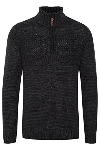 Indicode Oslo Herren Strickpullover Troyer Grobstrick Pullover mit Stehkragen, Größe:L, Farbe:Charcoal Mix (915) von Indicode