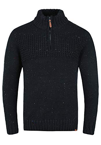 Indicode Oslo Herren Strickpullover Troyer Grobstrick Pullover mit Stehkragen, Größe:M, Farbe:Black (999) von Indicode