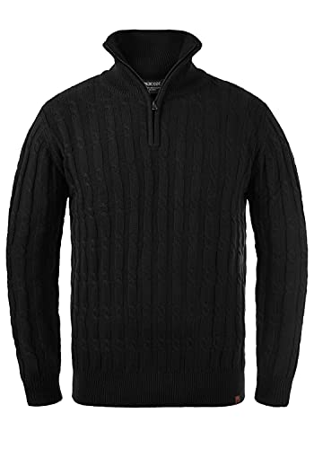 Indicode Paulo Herren Strickpullover Troyer Grobstrick Pullover, Größe:L, Farbe:Black (999) von Indicode