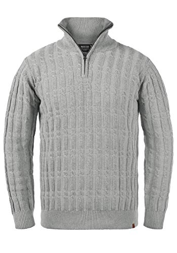 Indicode IDPaulo Herren Strickpullover Troyer Grobstrick Pullover mit Troyerkragen 100% Baumwolle Regular fit, Größe:M, Farbe:Grey Mix (914) von Indicode