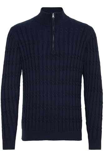 Indicode IDPaulo Herren Strickpullover Troyer Grobstrick Pullover mit Troyerkragen 100% Baumwolle Regular fit, Größe:XL, Farbe:Navy (400) von Indicode