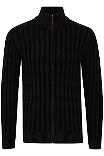 Indicode Paulomo Herren Strickjacke Cardigan Grobstrick mit Stehkragen aus 100% Baumwolle, Größe:3XL, Farbe:Black (999) von Indicode