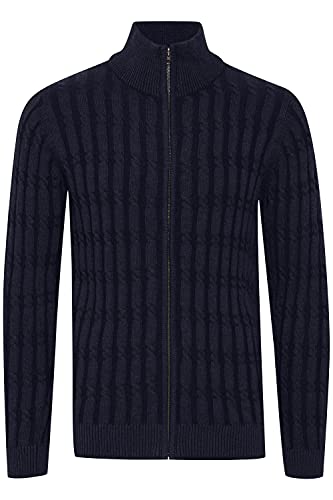 Indicode Paulomo Herren Strickjacke Cardigan Grobstrick mit Stehkragen aus 100% Baumwolle, Größe:L, Farbe:Navy (400) von Indicode