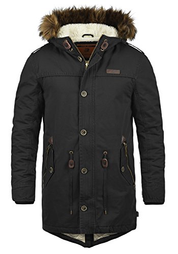 Indicode Pulsoor Herren Winter Jacke Parka Mantel lange Winterjacke gefüttert mit Teddy-Futter und Kunst-Fellkapuze, Größe:XL, Farbe:Black (999) von Indicode