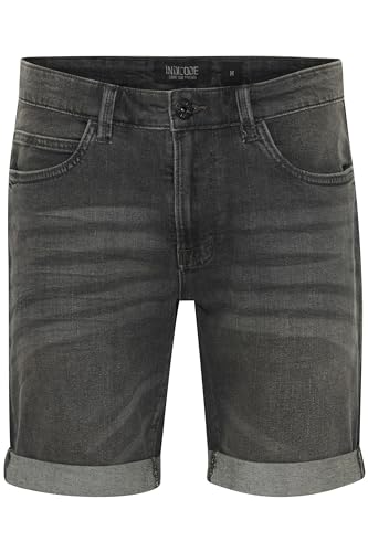 Indicode IDQuentin Herren Jeans Shorts Kurze Denim Hose im Stretch Eingriffstaschen Destroyed-Optik Baumwollmischung Regular fit, Größe:L, Farbe:Dark Grey (910) von Indicode