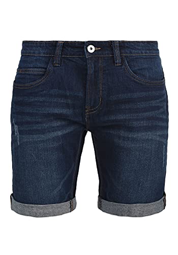 Indicode IDQuentin Herren Jeans Shorts Kurze Denim Hose im Stretch Eingriffstaschen Destroyed-Optik Baumwollmischung Regular fit, Größe:S, Farbe:Dark Blue (855) von Indicode