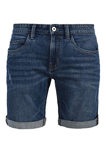 Indicode IDQuentin Herren Jeans Shorts Kurze Denim Hose im Destroyed-Optik mit Stretch, Größe:S, Farbe:Medium Indigo (869) von Indicode