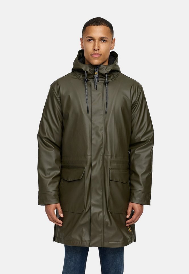 Indicode Regenmantel Herren INTommy Nässeschutz Herrenjacke mit Kapuze und vielen funktionalen Taschen von Indicode