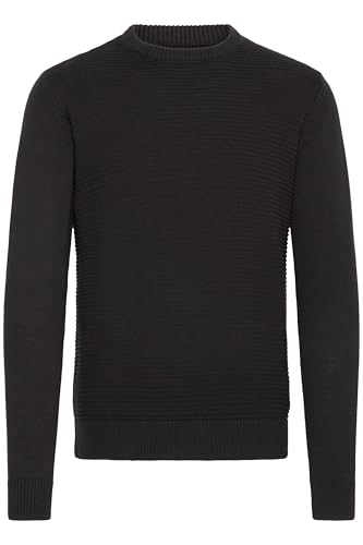 Indicode Ricardo Herren Strickpullover Grobstrick Pullover mit abgesetztem Strickmuster, Größe:L, Farbe:Black (999) von Indicode