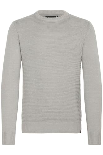 Indicode Ricardo Herren Strickpullover Grobstrick Pullover mit abgesetztem Strickmuster, Größe:L, Farbe:Light Grey Mix (913) von Indicode