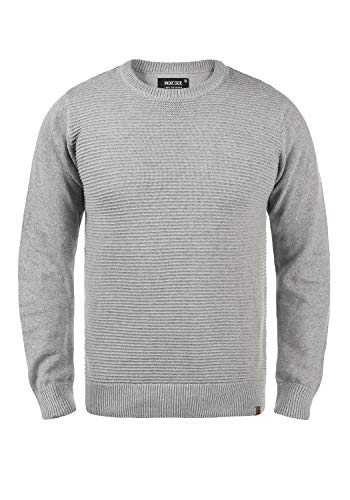 Indicode Ricardo Herren Strickpullover Grobstrick Pullover mit abgesetztem Strickmuster, Größe:XXL, Farbe:Light Grey Mix (913) von Indicode