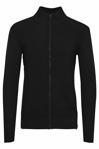Indicode IDRickert Herren Strickjacke Cardigan Grobstrick mit Stehkragen Reißverschluss Baumwollmischung Regular fit, Größe:L, Farbe:Black (999) von Indicode