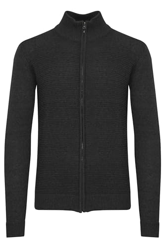 Indicode IDRickert Herren Strickjacke Cardigan Grobstrick mit Stehkragen Reißverschluss Baumwollmischung Regular fit, Größe:2XL, Farbe:Charcoal Mix (915) von Indicode