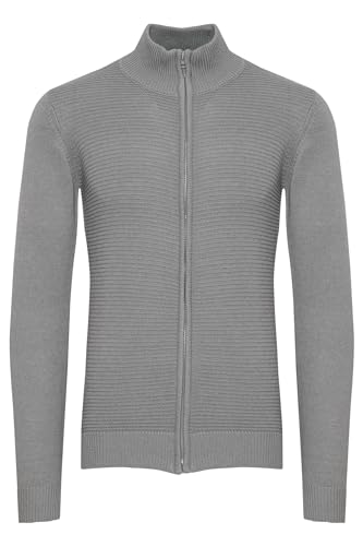 Indicode IDRickert Herren Strickjacke Cardigan Grobstrick mit Stehkragen Reißverschluss Baumwollmischung Regular fit, Größe:2XL, Farbe:Light Grey Mix (913) von Indicode