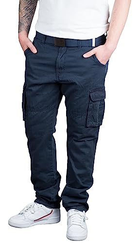 Indicode Rocky Herren Cargohose mit Gürtel Cargo Hose Freizeithose Wanderhose Trekkinghose Outdoorhose (3XL, Navy) von Indicode