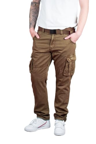 Indicode Rocky Herren Cargohose mit Gürtel Cargo Hose Freizeithose Wanderhose Trekkinghose Outdoorhose (4XL, Otter) von Indicode