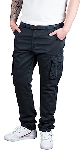 Indicode Rocky Herren Cargohose mit Gürtel Cargo Hose Freizeithose Wanderhose Trekkinghose Outdoorhose (XL, Schwarz) von Indicode