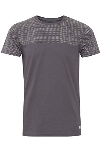 Indicode Rosto Herren T-Shirt Kurzarm Shirt mit Streifen aus 100% Baumwolle mit Rundhalsausschnitt, Größe:M, Farbe:Pewter 902 von Indicode