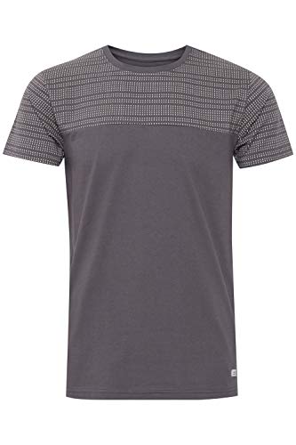 Indicode Rosto Herren T-Shirt Kurzarm Shirt mit Streifen aus 100% Baumwolle mit Rundhalsausschnitt, Größe:XL, Farbe:Pewter 902 von Indicode