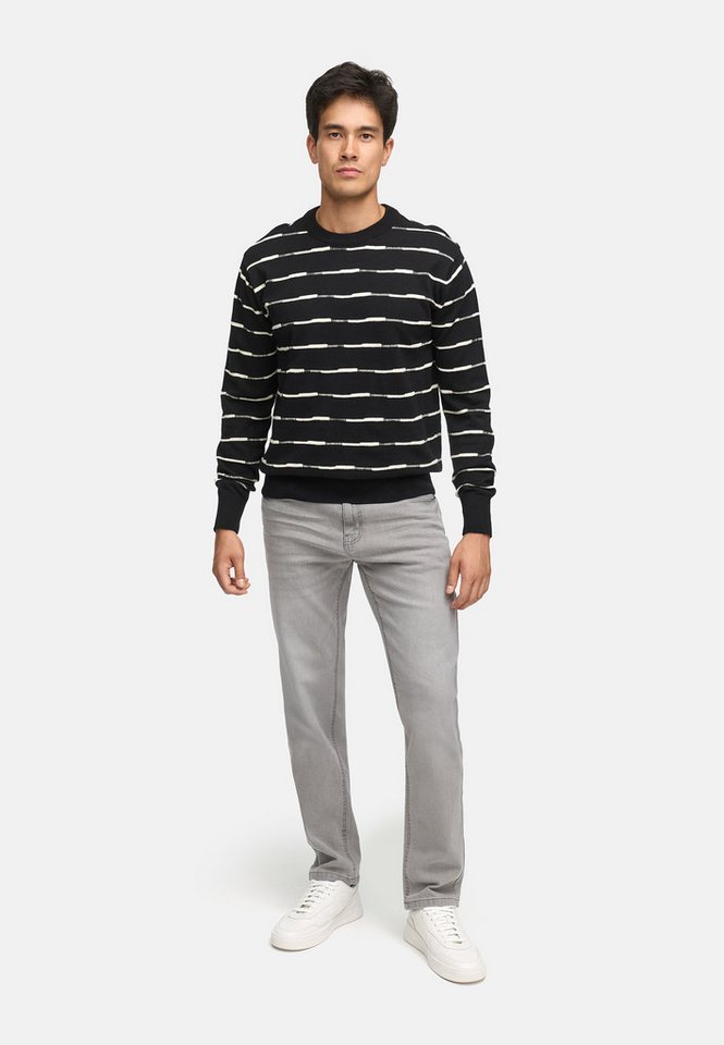 Indicode Strickpullover INCapowlax Herren-Strickpullover aus 100% Baumwolle mit modernem Streifenmuster von Indicode