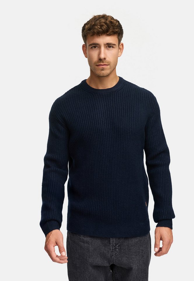 Indicode Strickpullover INPeace O-Neck mit Rundhalsausschnitt und klassischem Grobstrickmuster von Indicode