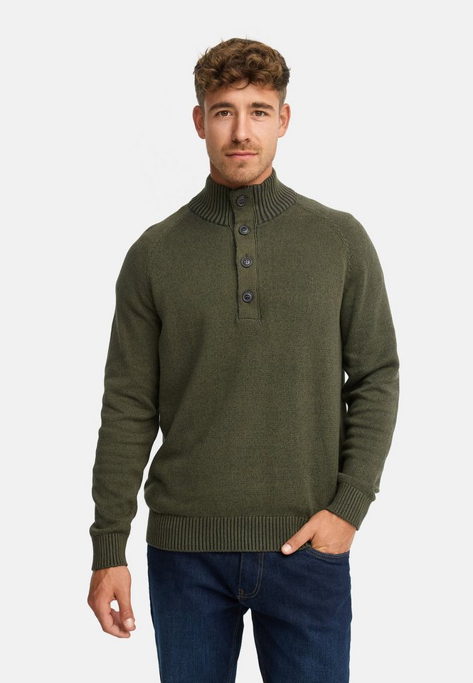 Indicode Strickpullover INRajas Herren Strickpullover mit Stehkragen und halber Knopfleiste von Indicode