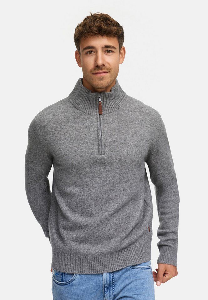 Indicode Strickpullover INTrax Half Zip Bequemer Strickpullover mit halbem Reißverschluss und hohem Kragen von Indicode