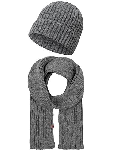 Indicode Unisex Geyser Winter-Set Mütze & Schal | Strick Wintermütze Winterschal Lt Grey Mix, OS von Indicode