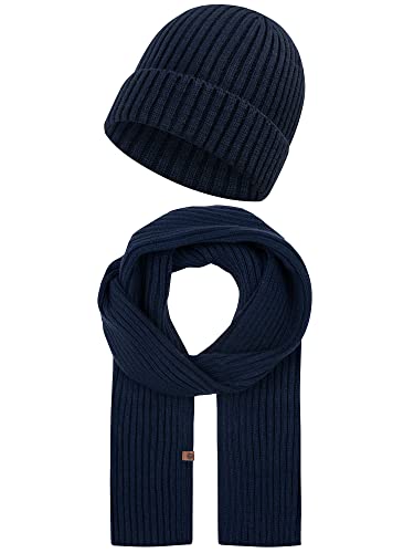 Indicode Unisex Geyser Winter-Set Mütze & Schal | Strick Wintermütze Winterschal Navy OS Indicode Unisex Geyser Winter-Set Mütze & Schal | Strick Wintermütze Winterschal Navy OS von Indicode