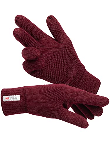 Indicode Unisex Jason Handschuhe Fleece Futter | Herrenhandschuhe Damenhandschuhe Zinfandel mix M/L von Indicode