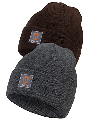 Indicode Unisex Vulcano 2er-Pack Winter Mütze | Wintermütze Strickmütze Beanie Brown/Charcoal OS von Indicode