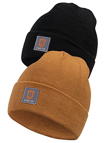 Indicode Unisex Vulcano 2er-Pack Winter Mütze | Wintermütze Strickmütze Beanie Camel/Black OS von Indicode