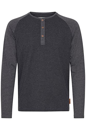 Indicode Winston Herren Longsleeve Langarmshirt Shirt Mit Grandad-Ausschnitt, Größe:M, Farbe:Charcoal Mix (915) von Indicode