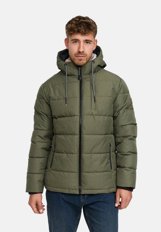 Indicode Winterjacke Herren INHebero Jacke Winter Herrenjacke Wattierte Steppjacke mit Kapuze und Reißverschluss von Indicode