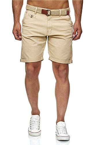Kurze Hosen Herren mit Gürtel - Conor - Cargo Shorts Herren aus Baumwolle - Sommer Freizeithose mit Taschen - Sportlich eleganter Look - Regular Fit - Bequemes Material mit Stretch - Fog - XXL von Indicode