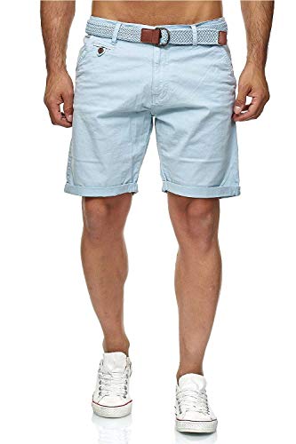 Kurze Hosen Herren mit Gürtel - Conor - Cargo Shorts Herren aus Baumwolle - Sommer Freizeithose mit Taschen - Sportlich eleganter Look - Regular Fit - Bequemes Material mit Stretch - Sky Way - L von Indicode