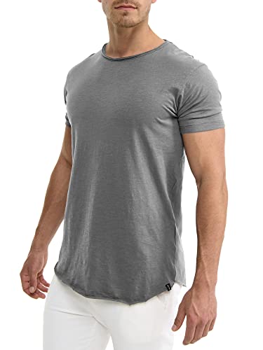 S!RPREME Herren T-Shirt Kurzarm Basic Longshirt Oversize Slim Fit Grau 3XL von Indicode