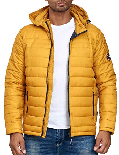Übergangsjacke Herren - Lascelles - Mit abtrennbarer Kapuze und Tunnelzug - Herren Jacke im Steppjacken Look - Windsicher - Ideal für Frühling und Herbst - Gelb - Gr. XL von Indicode