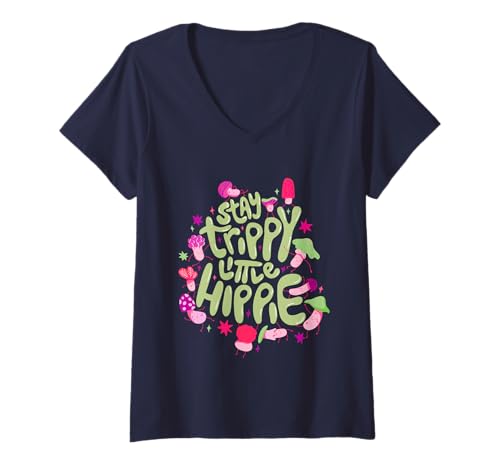 Damen Indie-Grunge-Pilz-Mykologie Stay Trippy Little Hippie T-Shirt mit V-Ausschnitt Damen Indie-Grunge-Pilz-Mykologie Stay Trippy Little Hippie T-Shirt mit V-Ausschnitt von Indie Grunge Mushroom Stay Trippy Little Hippie