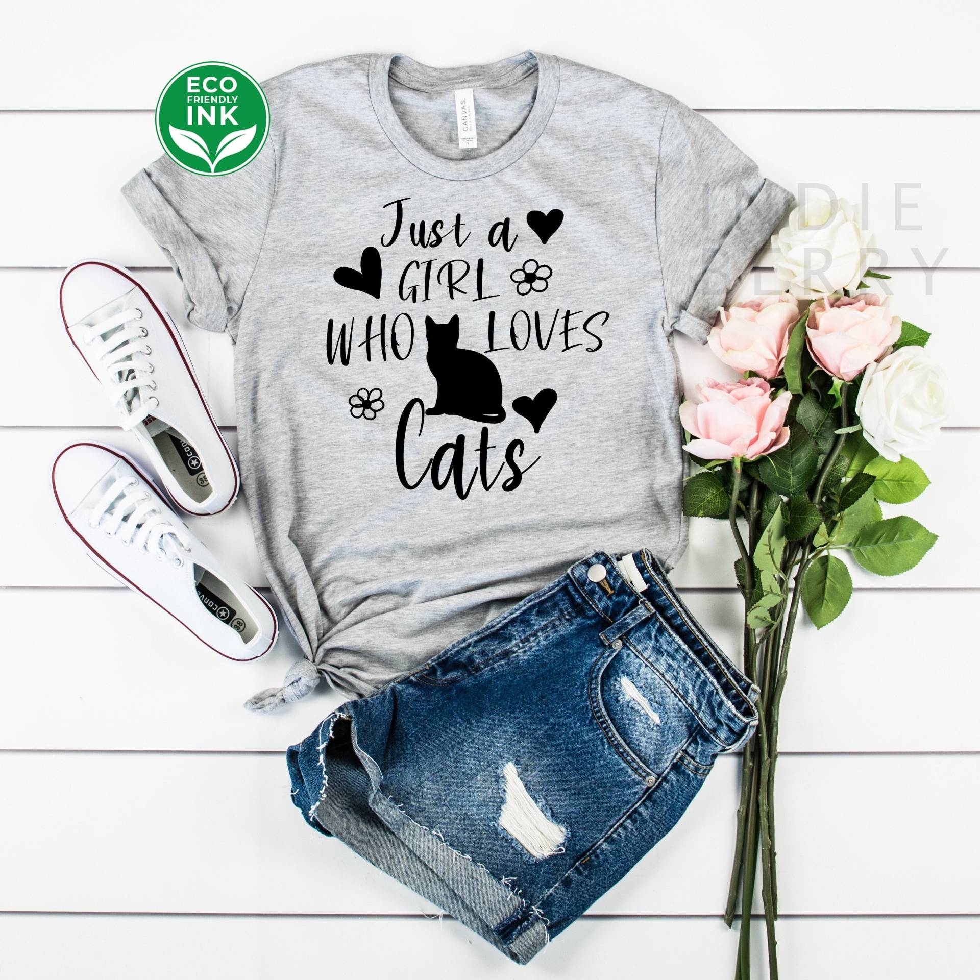 Just A Girl Who Loves Cats Shirt Lustiges Kitty/Sweatshirt Langarm Hoodie Kinder von IndieBerry