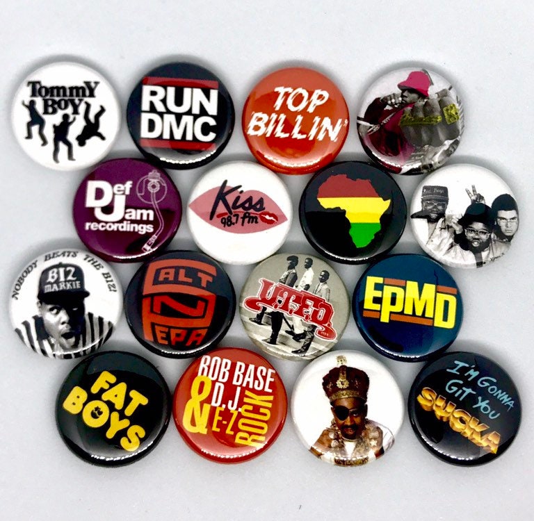 16 Old School Hip Hop 1 "Buttons Oder Magnete - Kostenloser Versand Run-Dmc Ll Cool J Salt-N-Pepa Biz Markie von IndiePennantShop