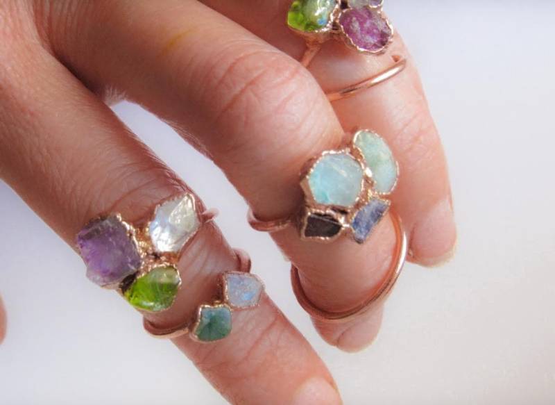 Benutzerdefinierte Mutter Ring Birthstone Schmuck Cluster Kristall Miscarry Geschenk Push-In Mom Geburtstagsgeschenk Jahrestag von IndieRoadHandmade