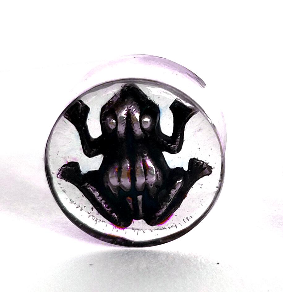 Fleshtunnel Ohrtunnel Silber, Silberner Frosch in Resin Gegossen 20 Auf 18, 5 Mm von Indieyou